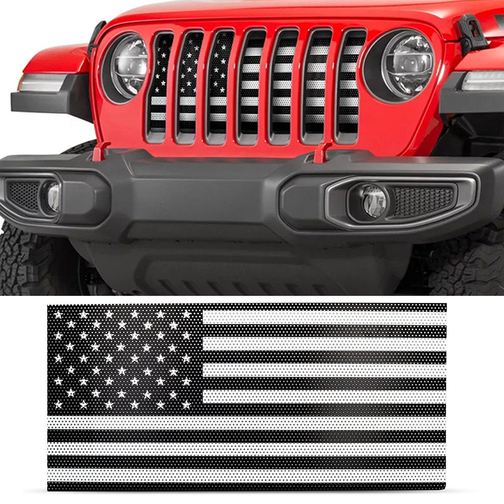 US American Flag Jeep Grille Insert Black & White